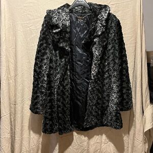 Dennis Basso Black and Gray Teddy Jacket